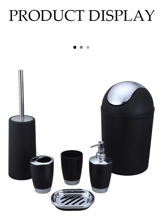 DUNISO 6 Pcs Bathroom Accessories Set, Household Toiletries Set, Bathroom Storage Set,Sturdy And Durable,With Lotion Bottle, Toothbrush Cup, Mouthwash Cup, Soap Tray, Toilet Brush, Garbage Can,Suitable For Family And Travel Use  - Image 5