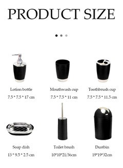 DUNISO 6 Pcs Bathroom Accessories Set, Household Toiletries Set, Bathroom Storage Set,Sturdy And Durable,With Lotion Bottle, Toothbrush Cup, Mouthwash Cup, Soap Tray, Toilet Brush, Garbage Can,Suitable For Family And Travel Use  - Image 2