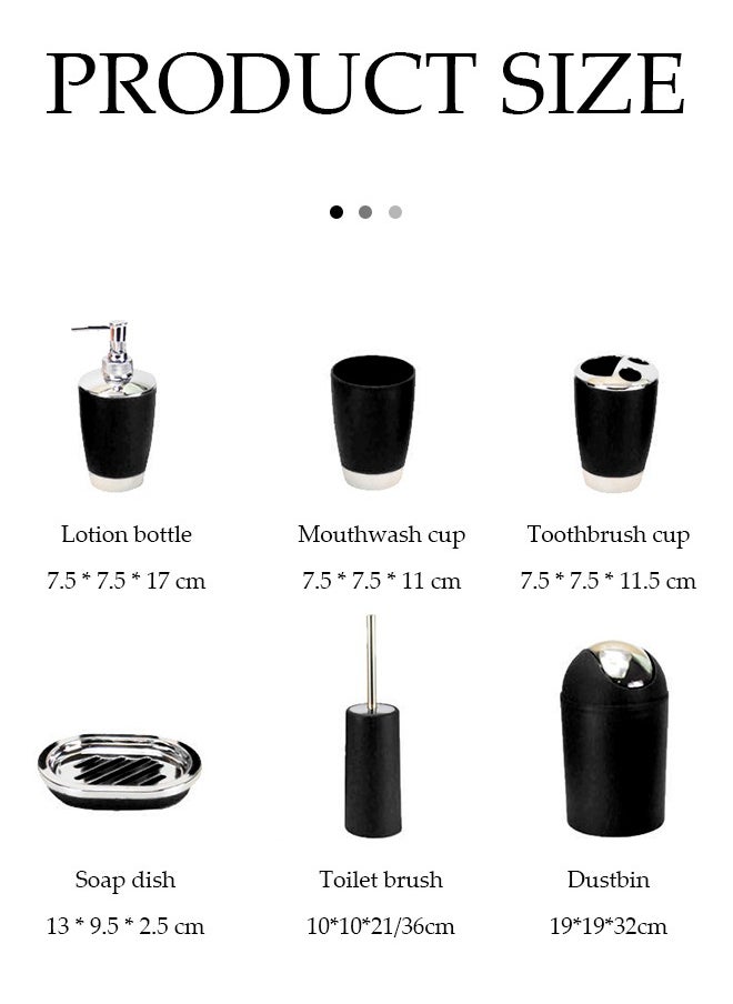 DUNISO 6 Pcs Bathroom Accessories Set, Household Toiletries Set, Bathroom Storage Set,Sturdy And Durable,With Lotion Bottle, Toothbrush Cup, Mouthwash Cup, Soap Tray, Toilet Brush, Garbage Can,Suitable For Family And Travel Use  - Image 2