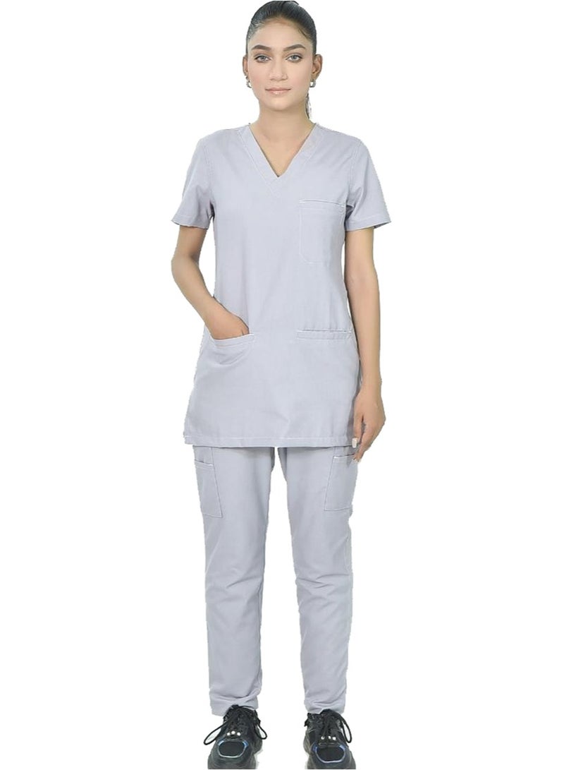 SPACEDOUT MEDICAL SCRUB SET/ MILANO STYLE UNISEX V NECK CARGO TROUSER  - Image 1