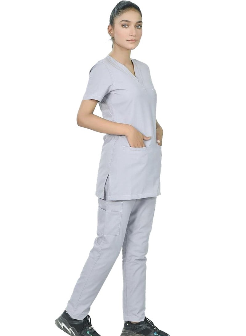 SPACEDOUT MEDICAL SCRUB SET/ MILANO STYLE UNISEX V NECK CARGO TROUSER  - Image 2