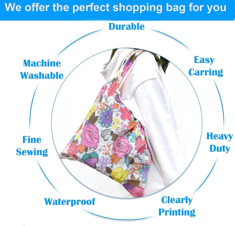 KASTWAVE Reusable Grocery Bag 6 Pcs, Foldable Eco-Friendly Shopping Bags, Lightweight Washable Ripstop Nylon Large Tote Bag - Image 5