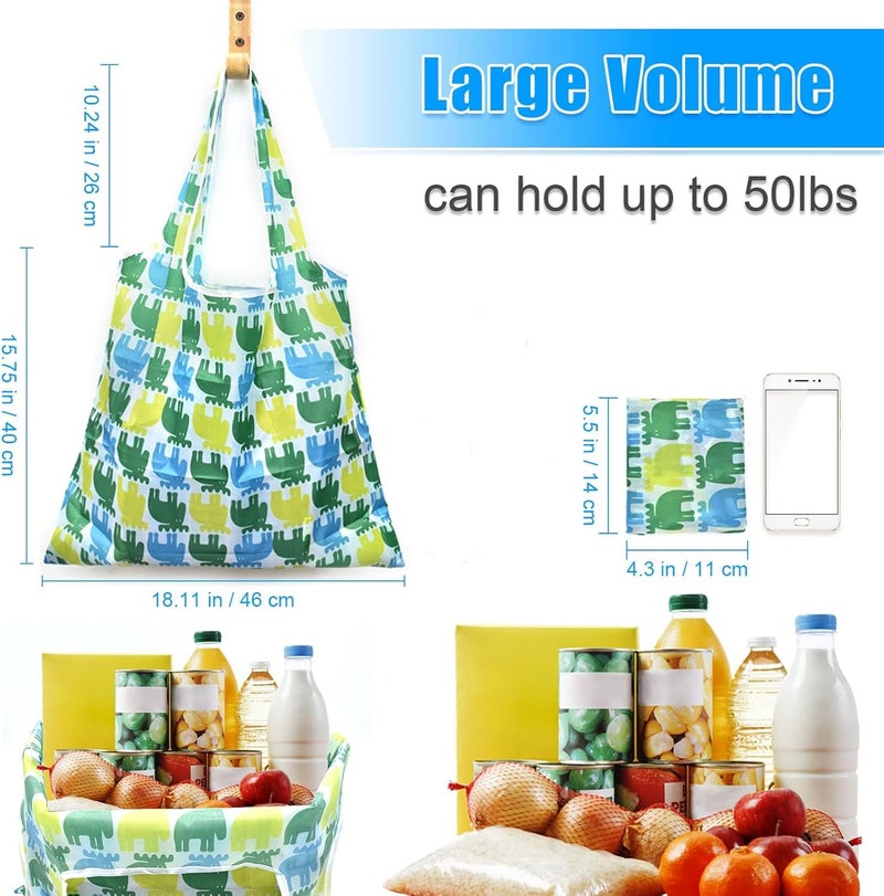 KASTWAVE Reusable Grocery Bag 6 Pcs, Foldable Eco-Friendly Shopping Bags, Lightweight Washable Ripstop Nylon Large Tote Bag - Image 2