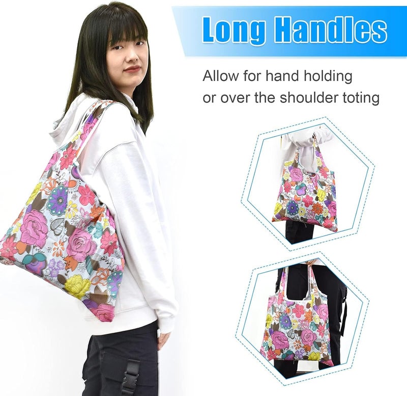 KASTWAVE Reusable Grocery Bag 6 Pcs, Foldable Eco-Friendly Shopping Bags, Lightweight Washable Ripstop Nylon Large Tote Bag - Image 3