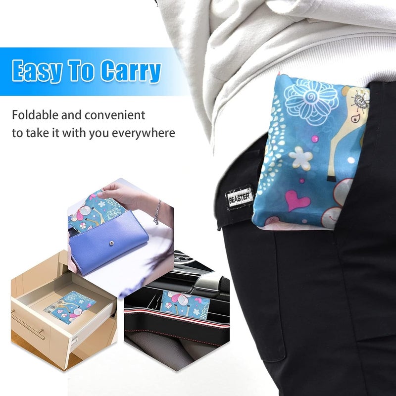 KASTWAVE Reusable Grocery Bag 6 Pcs, Foldable Eco-Friendly Shopping Bags, Lightweight Washable Ripstop Nylon Large Tote Bag - Image 4