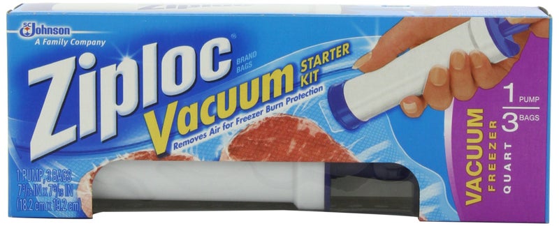 Ziploc Vacuum Starter Kit 3Quart Bags 1Pump