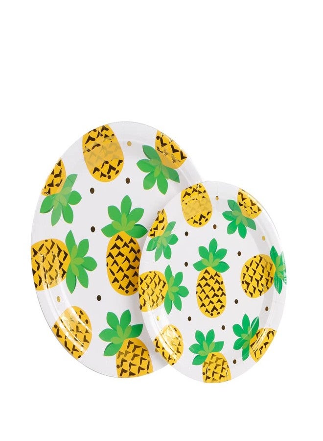 Geeklife Gold Pineapple Paper Disposable Party Plates, 9 inch Foil Decorative Dessert Fruit Plates Set,20 count - Image 4