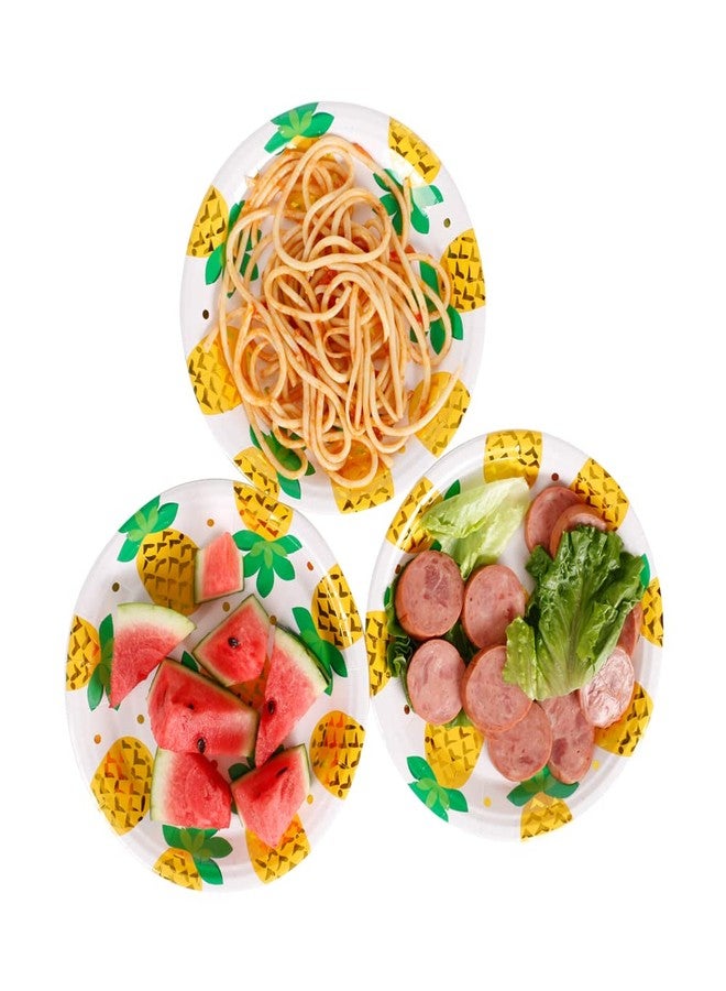 Geeklife Gold Pineapple Paper Disposable Party Plates, 9 inch Foil Decorative Dessert Fruit Plates Set,20 count - Image 2