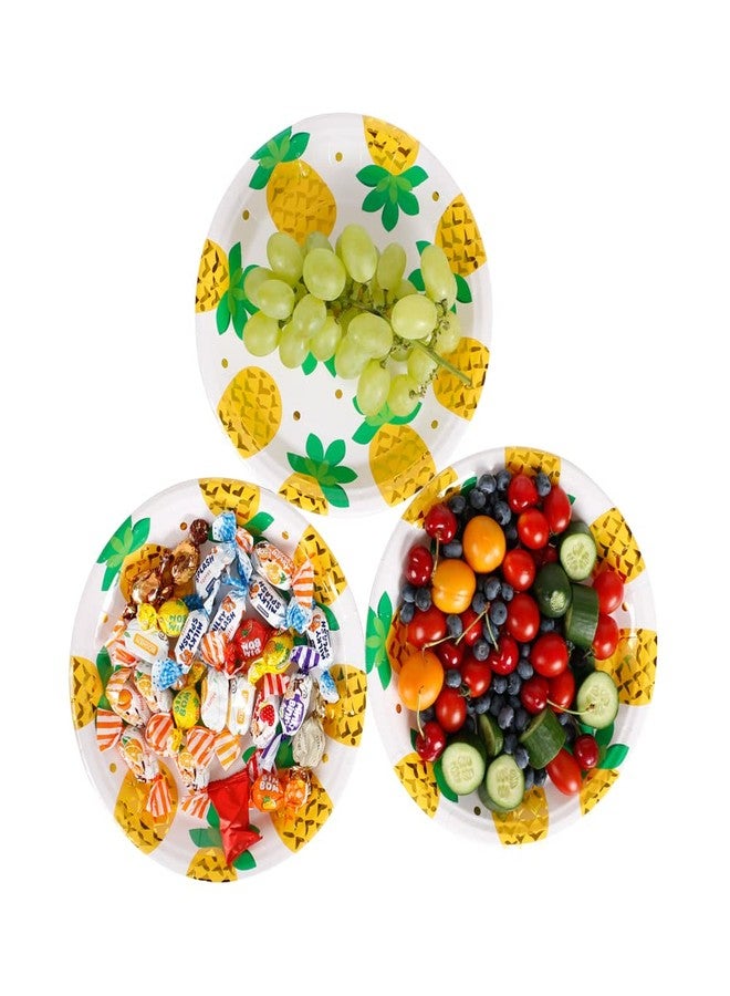 Geeklife Gold Pineapple Paper Disposable Party Plates, 9 inch Foil Decorative Dessert Fruit Plates Set,20 count - Image 3