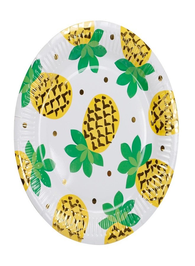 Geeklife Gold Pineapple Paper Disposable Party Plates, 9 inch Foil Decorative Dessert Fruit Plates Set,20 count - Image 1