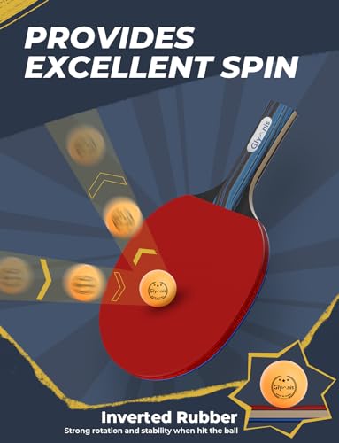 Glymnis Ping Pong Paddles Set of 2 with 4 Balls, Table Tennis Paddle Set with Storage Case, Portable Ping Pong Rackets for Indoor Outdoor Games - Image 2