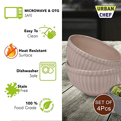 URBAN CHEF Ceramic Bowl | 500 ml | Kitchen Accessories Items for Home, Serving Bowl,Bowl Set for Gift, Microwave Safe Bowl Set, Ice Cream Bowl, Prism Ceramic Handcrafted (Set of 4 - Colour May Vary) - Image 5