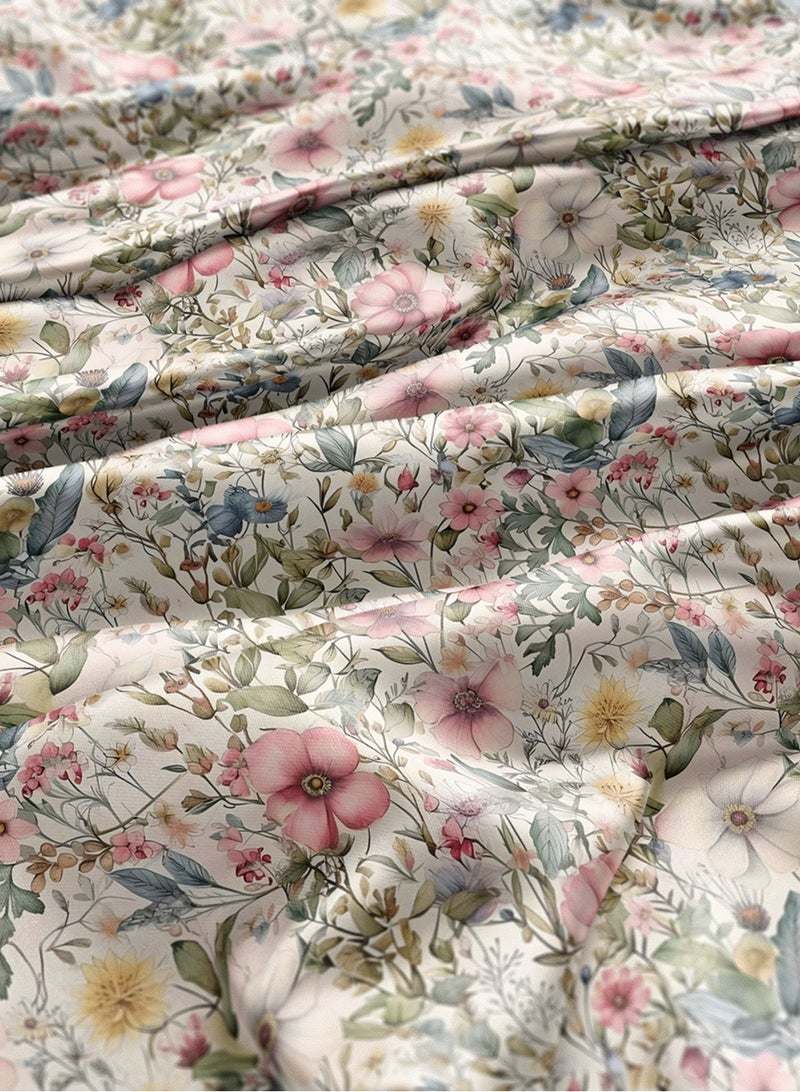 فيلاتو Ø¬Ù„Ø§Ø¨ÙŠØ© Ù…Ø®ÙˆÙŠØ± Ø§Ù„Ù„ÙŠÙ„ Ø¹Ø±Ø§Ù…Ù†ÙŠØŒ Ù‚Ù…Ø§Ø´ Ø­Ø±ÙŠØ± Ø¨Ø§Ù„ÙŠØ§Ø±Ø¯Ø©ØŒ Ø²Ù‡ÙˆØ± ÙˆØ±Ø¯ÙŠØ© Ø®Ø¶Ø±Ø§Ø¡ØŒ Ø®ÙŠØ§Ø·Ø©ØŒ Ø¹Ø±Ø¶ 58 Ø¨ÙˆØµØ© - Image 3