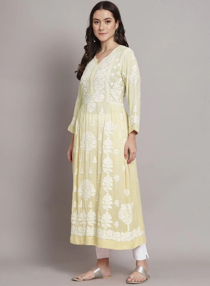Alaya Hand Embroidered Cotton Muslin Chikankari Kurta- AL3664
