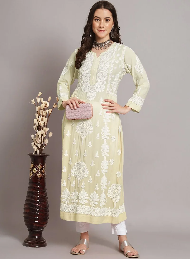 Alaya Hand Embroidered Cotton Muslin Chikankari Kurta- AL3664
