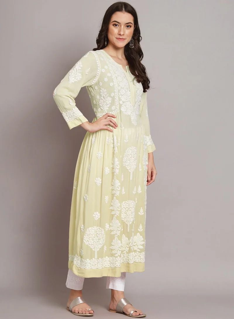 Alaya Hand Embroidered Cotton Muslin Chikankari Kurta- AL3664
