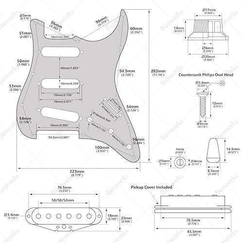Banworks 4Ply Loaded SSS Pickguard Vintage F '60s Tones Prewired Strat Pickguard with Staggered Alnico 5 SSS Single Coil Pickups for Fender Stratocaster Electric Guitars JT/HBZC-01 Red Tortoiseshell - Image 2