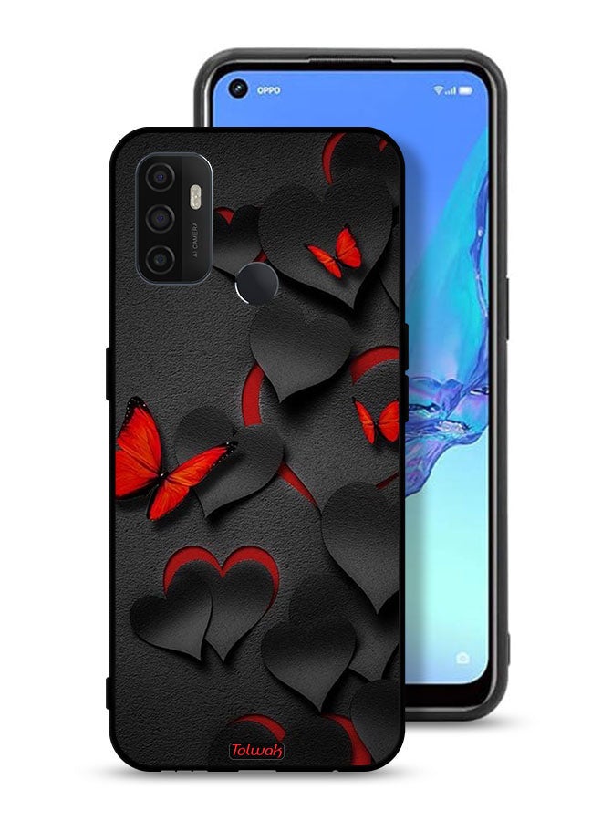 Tolwak Oppo A53 4G Protective Case Cover Hearts And Butterflies Pattern - Image 1