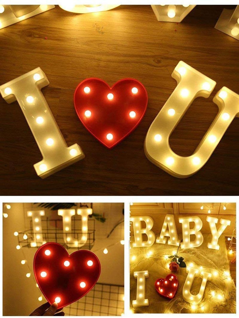 MIRADH Battery Powered LED Marquee Letter Lights, Warm White, I Love U Shapes (IU) - Image 2