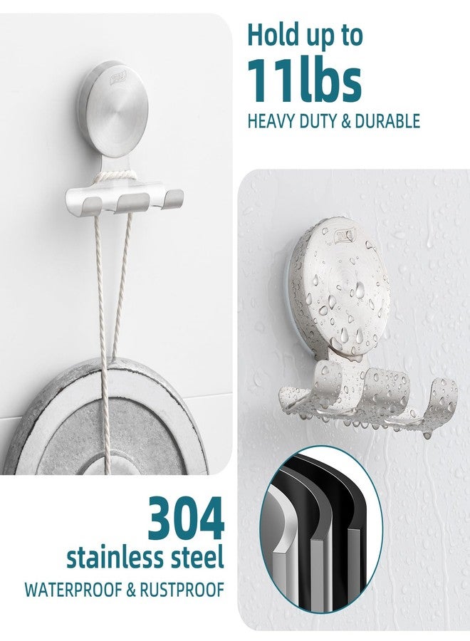 TAILI 2 Pack Powerful Suction Cup Razor Holder, 304 Stainless Steel Bathroom Suction Hooks for Towel, Loofah, Bathrobe, Stylish Shaver Holder for Shower Wall, Easy to Install and Reuse, Silver - Image 3