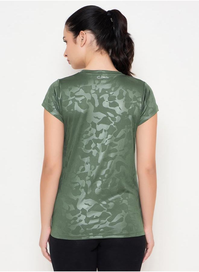 Clovia Camouflage Print Short Sleeve Comfort Fit T-Shirt by Styli  - Image 3