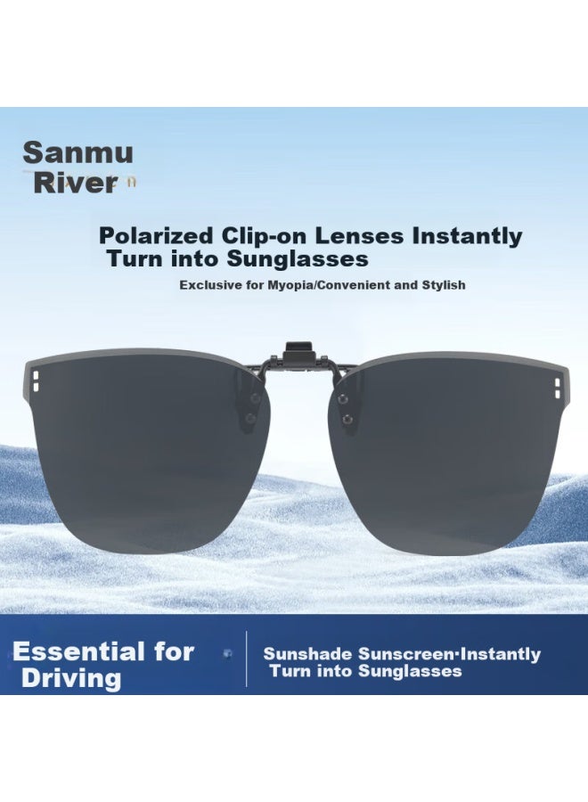 Mimikawa Sanmu River Polarized Clip-on Sungl Portable Sunshade Anti-glare Sungl Uv Protection Black Gray Lens - Image 1