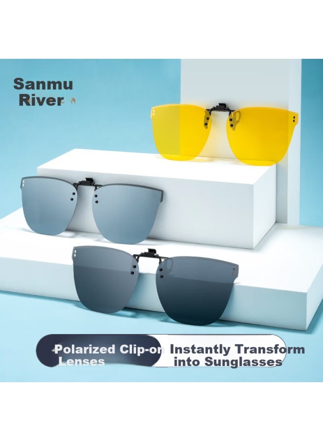 Mimikawa Sanmu River Polarized Clip-on Sungl Portable Sunshade Anti-glare Sungl Uv Protection Black Gray Lens - Image 4