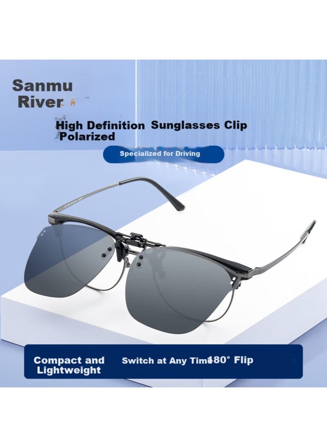 Mimikawa Sanmu River Polarized Clip-on Sungl Portable Sunshade Anti-glare Sungl Uv Protection Black Gray Lens - Image 2