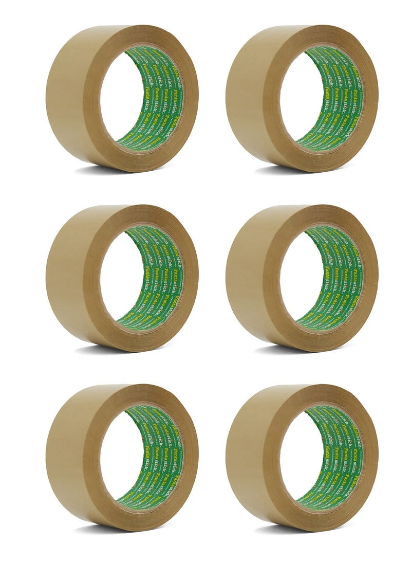 Fantastick 6-Piece Brown Two Inch Wide Packaging Tape 100 Yards Length  - Image 1