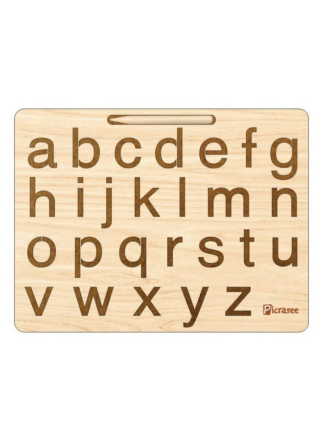PICRAZEE لوحة تتبع تعليمية خشبية بيكرازي للأطفال | ألواح الكتابة والتعلم للأطفال | مجموعة من 4 (الحروف الإنجليزية الصغيرة والكبيرة، الحروف الهندية والأرقام) - Image 5