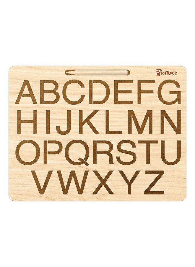 PICRAZEE لوحة تتبع تعليمية خشبية بيكرازي للأطفال | ألواح الكتابة والتعلم للأطفال | مجموعة من 4 (الحروف الإنجليزية الصغيرة والكبيرة، الحروف الهندية والأرقام) - Image 4