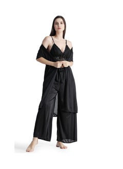 مملكة الإكسسوارات بدلة ليلية نسائية صيفية حريرية من الساتان  - Image 1