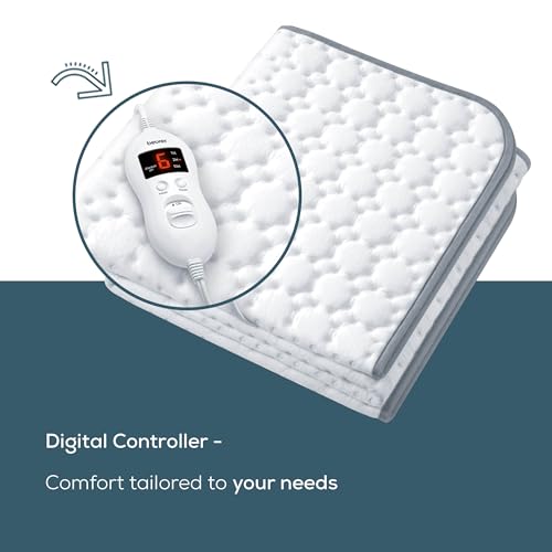 Beurer بطانية تحتية مدفأة Beurer UWB55 مع 8 إعدادات حرارة وفلانيل فائق النعومة، وسادة مرتبة كهربائية مع ميزات أمان ضد السخونة الزائدة، تسخين سريع، قابلة للغسل في الغسالة، 59" × 31.5" - Image 3