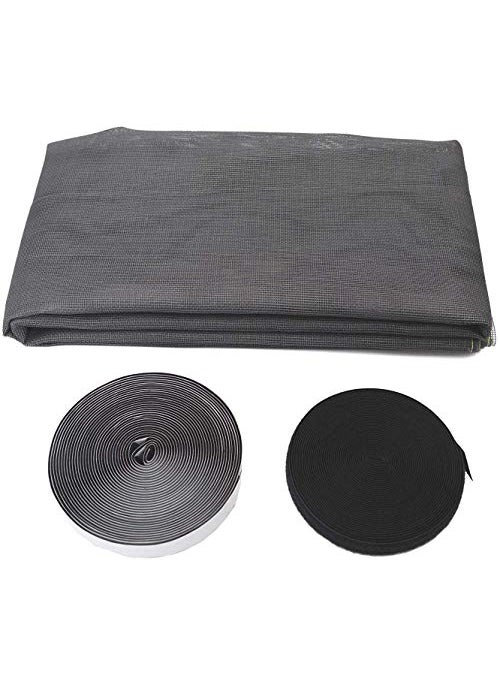 DM DASII MAT - DM Dasii Fiberglass Mosquito Net for Windows Doors Easy DIY Install Durable Insect Screen PreStitched with Fastener Tape AntiMosquito Mesh 4 5 ft Grey - Image 1