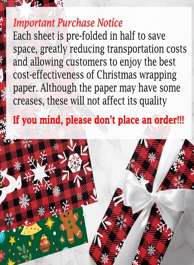 OHOME ورق تغليف هدايا عيد الميلاد من أوهوم - أوراق جامبو - زينة عيد الميلاد | أكياس هدايا عيد الميلاد | ورق مناديل أحمر وأخضر وأبيض - هدايا للأطفال والرجال والنساء | هدايا حفلات عيد الميلاد، 29 بوصة × 42 بوصة - Image 2