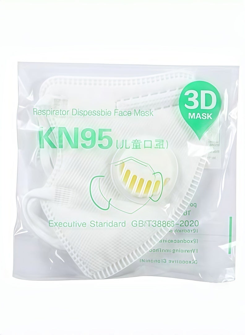 مجموعة من 20 كمامة KN95 بيضاء للأولاد مع صمام تنفس - Image 2