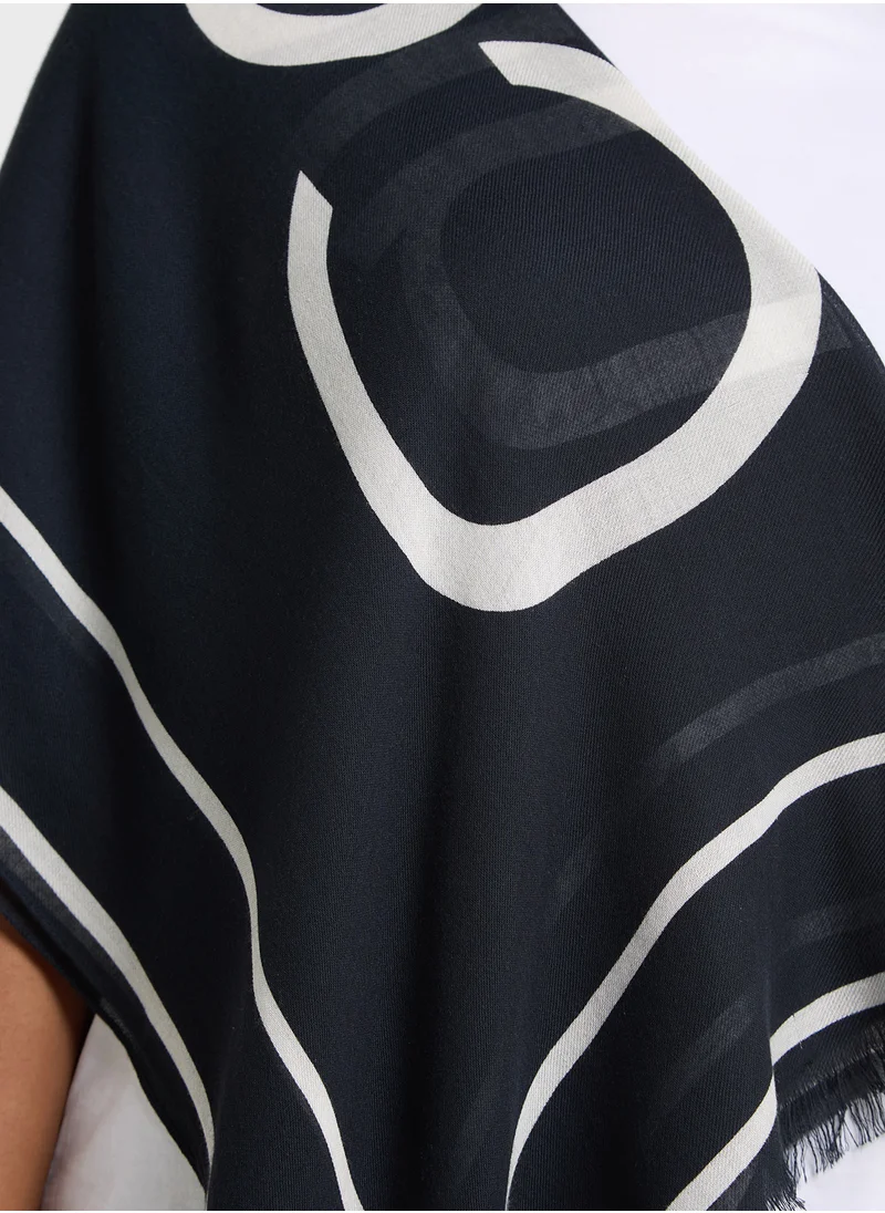 كالفن كلاين Large Logo Wool Stole