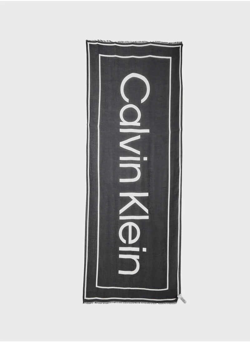 كالفن كلاين Large Logo Wool Stole