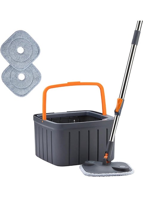 Floor Mop Set Spin Mop and Bucket Set with 6 Microfibre Mop Pads with Self-Separating Dirt and Fresh Water System Self-wringing 360° Rotating Square Mop Head