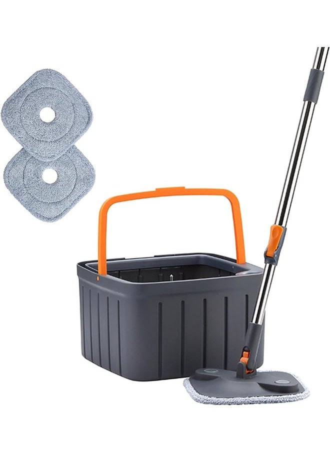 Floor Mop Set Spin Mop and Bucket Set with 6 Microfibre Mop Pads with Self-Separating Dirt and Fresh Water System Self-wringing 360° Rotating Square Mop Head