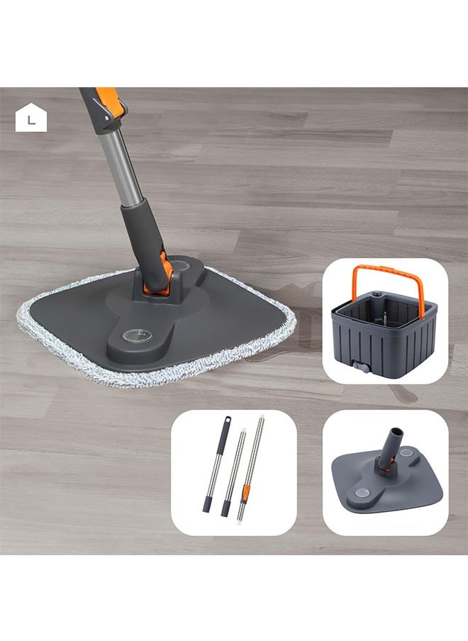 Floor Mop Set Spin Mop and Bucket Set with 6 Microfibre Mop Pads with Self-Separating Dirt and Fresh Water System Self-wringing 360° Rotating Square Mop Head
