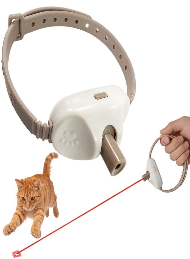 Walfront Cat Toys, Adjustable Fit 9.1-13.4"(23-34cm) Wide Beam Angle Brown Light-Up Collar, USB Rechargeable 2 Modes with Automatic Chasing, Playtime at Home for Energetic Cats, Fun Exercise - Image 1