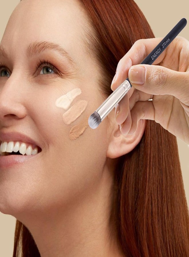 ENERGY Under Eye Concealer Brush Mini Flat Angled Kabuki for Concealing Blending Setting Buffing with Powder Liquid Cream Cosmetics Vegan Makeup Brush - Image 5