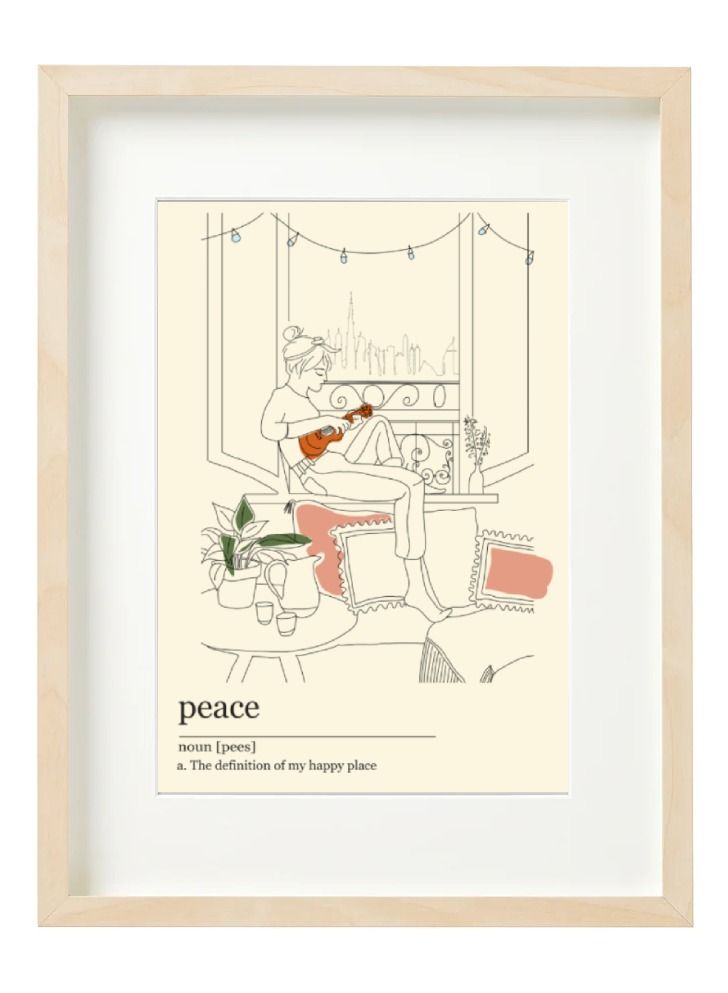 Boomah Accessories Peace Definition Dictionary Art Dubai Boho Style Framed Poster 30X40 cm 