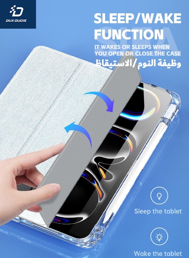 DUX DUCIS iPad Pro 13-Inch (7th Generation) Case, Hybrid Crystal Folio Case, [With Apple Pencil Holder][Auto Sleep Wake][Dual Standing Positions][Shockproof & Anti-Drop] for iPad Pro 2024 13-inch, Light Blue - Image 5