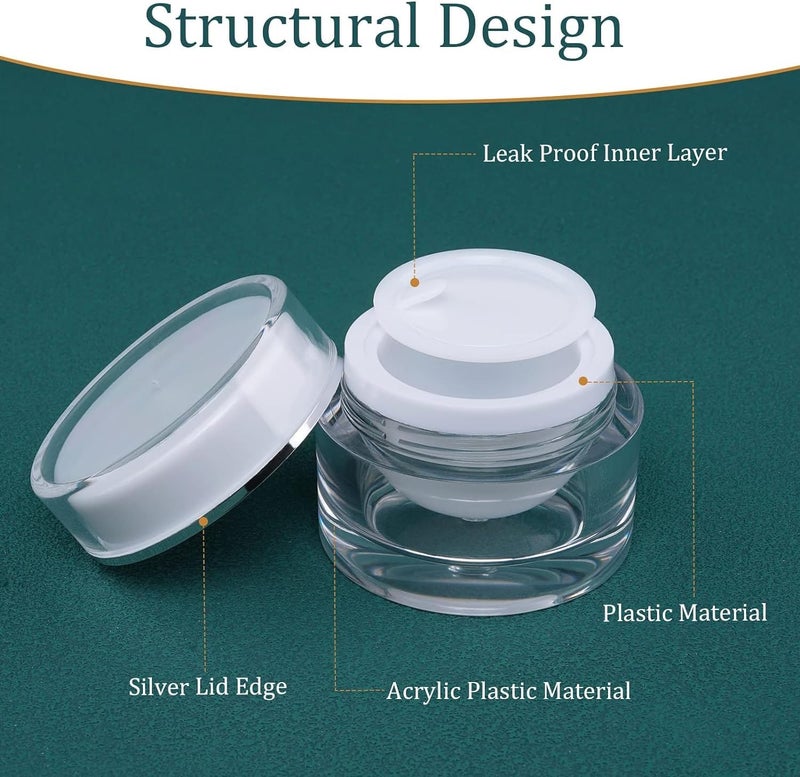 Plastic Cream Jars, 0.35oz Clear Lotion Travel Containers with Leak Proof Lids, Wide Mouth Moisturizer Containers for Creams, Beauty Products, Powder - Image 3