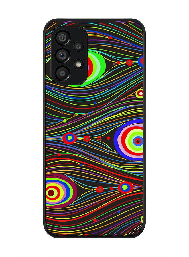 Stylizedd Rugged Black edge case for Samsung Galaxy A23 (LTE/4G) Slim fit Soft Case Flexible Rubber Edges Anti Drop TPU Gel Thin Cover - Peacock Eyes - Image 1