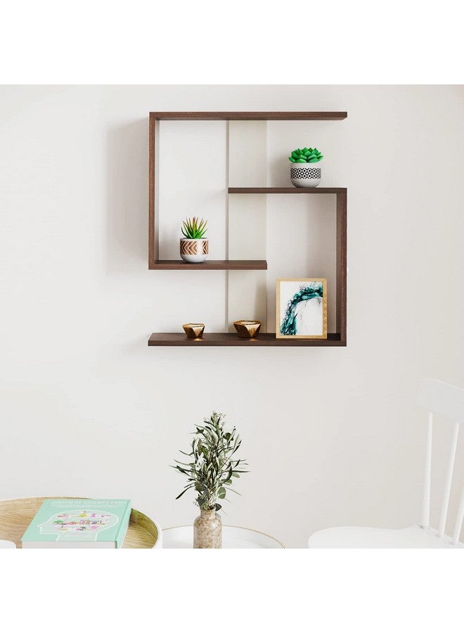 BLUEWUD Easton Engineered Wood Wall Decor Floating Shelf Display Rack Decorative Hall Décor for Living Room Home Furniture (Wenge & White) - Image 2