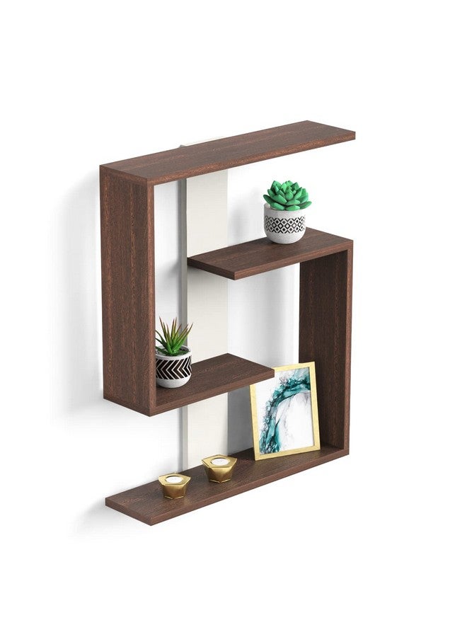 BLUEWUD Easton Engineered Wood Wall Decor Floating Shelf Display Rack Decorative Hall Décor for Living Room Home Furniture (Wenge & White) - Image 3