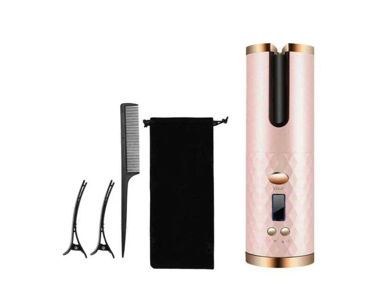 NOVBJECT Auto Cordless Rotating Hair Curler Hair Waver Curling Iron Wireless LCD Ceramic